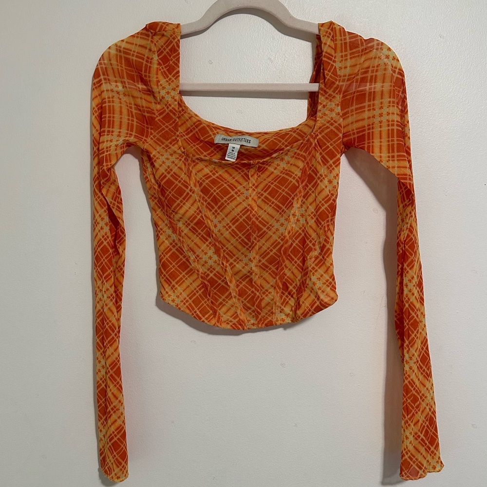 urban outfitters long sleeve corset crop top